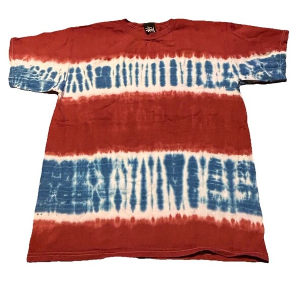 Stussy Mens Red Short Sleeve Tie Dye T-shirt Size Medium - Picture 1 of 3